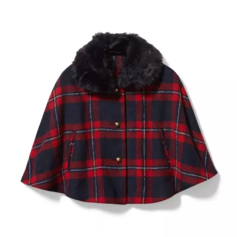Janie and Jack Bradbury Red Plaid Cape 
size 10-12 new with tags